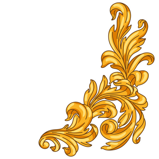 装饰花角巴洛克风格的黄金图片下载