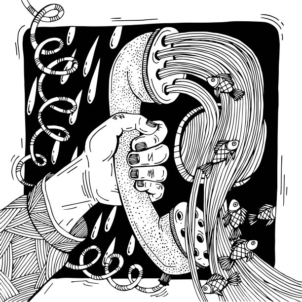 图文插图手握电话听筒，电话接通图片下载