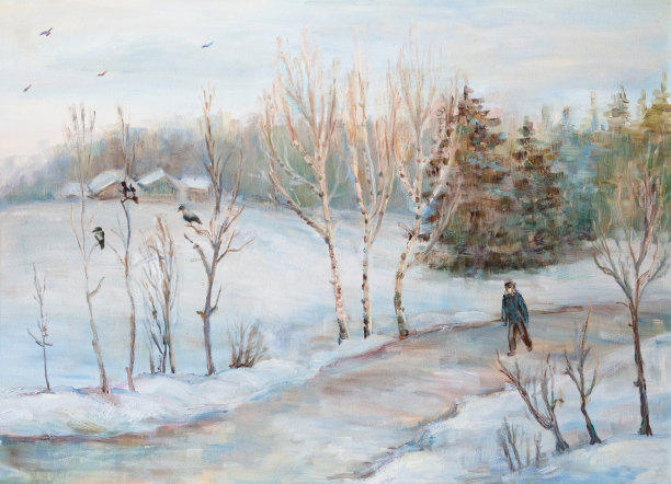 冬天的风景与人在路上图片下载