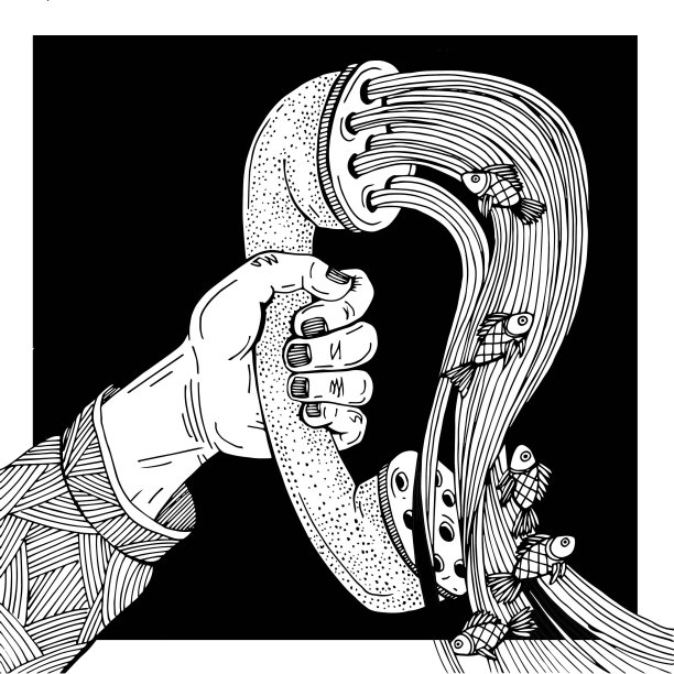 图文插图手握电话听筒，电话接通图片下载