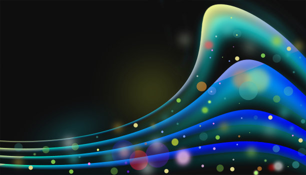 装饰抽象的颜色渐变波和圆形黑色背景。图片下载