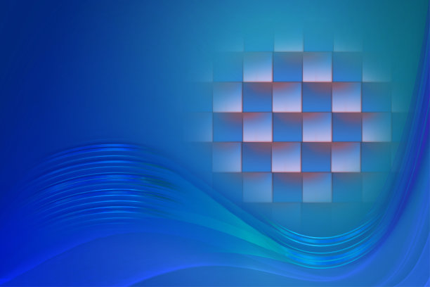 抽象闪亮的蓝色波浪线背景与立方体形状。图片下载
