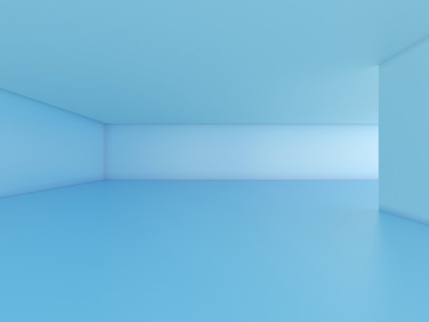 有灯光的空蓝色房间图片下载