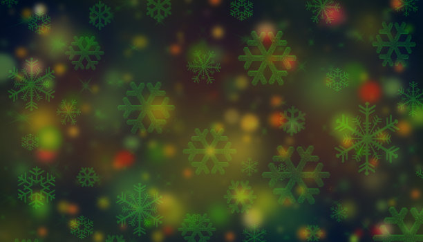 抽象的节日散焦，圆形和雪花在黑暗的背景。图片下载