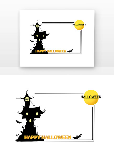 万圣节城堡蝙蝠边框图片下载