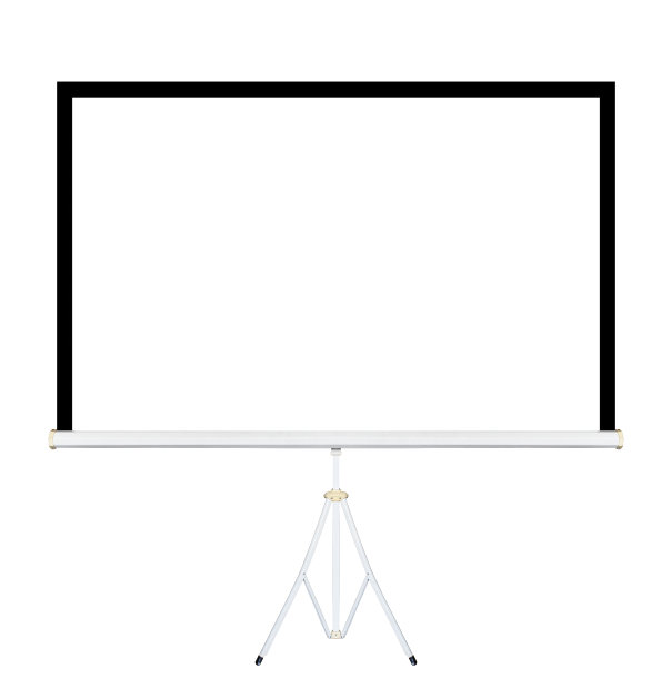 投影仪白屏上的三脚架隔离在白色背景与剪切路径图片下载