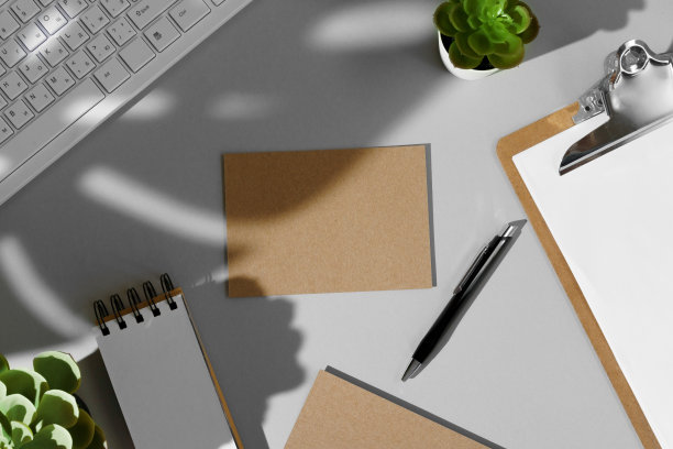 平面布局构图与空白文具模型图片下载