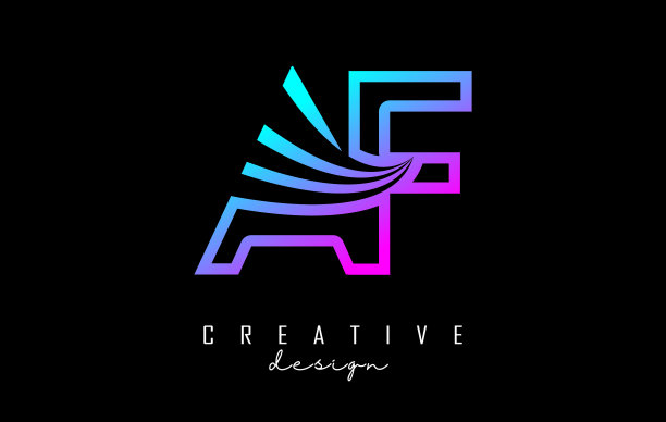 勾勒出彩色的开头行字母af f图片下载