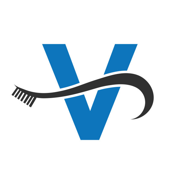 字母v用牙刷的标志设计概念为图片下载