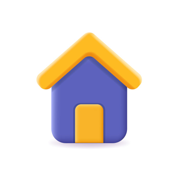 房子图标。最小的3d不动产，家，图片下载