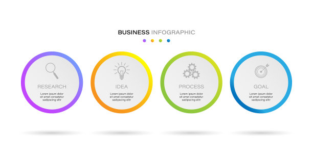 商务信息图圆形四选项图片下载