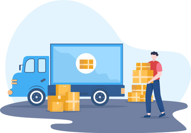 卡车运输卡通与货物图片下载