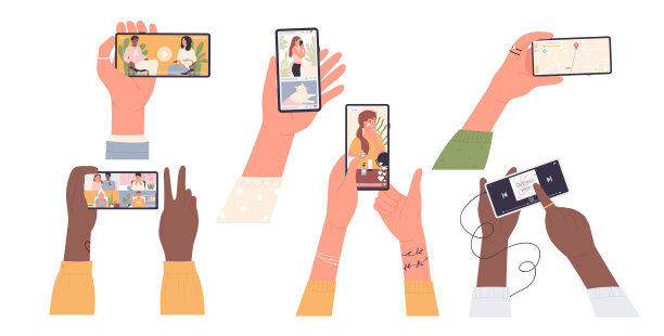 人们的手握住和触摸手机屏幕图片下载