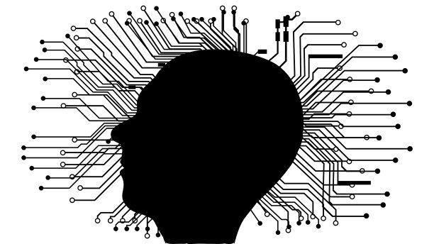 人体头部轮廓的轮廓与电路图片下载