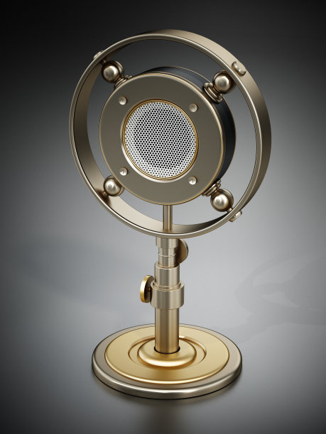 复古麦克风隔离黑色图片下载