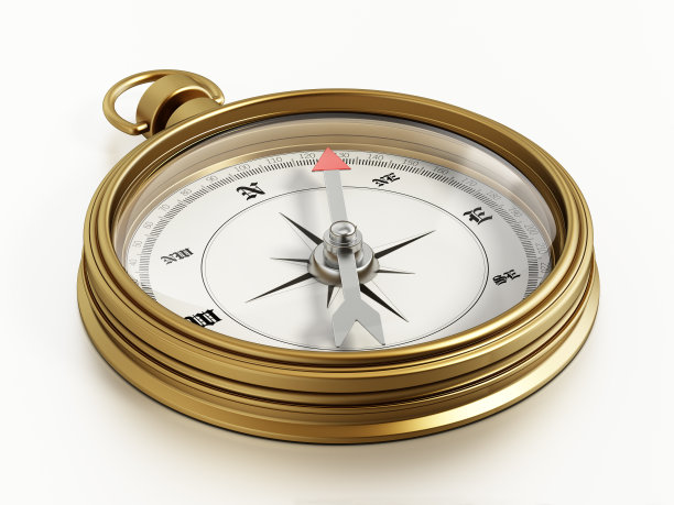 老式的金色罗盘孤立在白色上图片下载