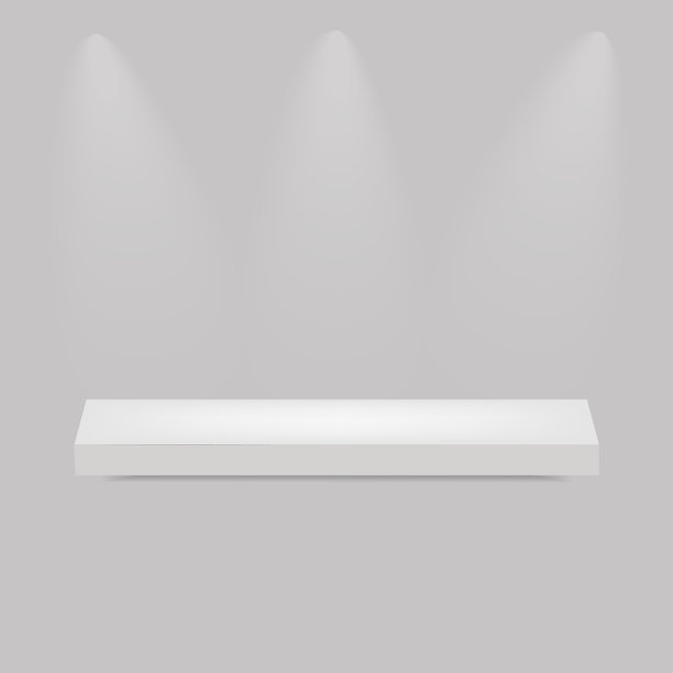 空的白色明亮的架子与聚光灯图片下载