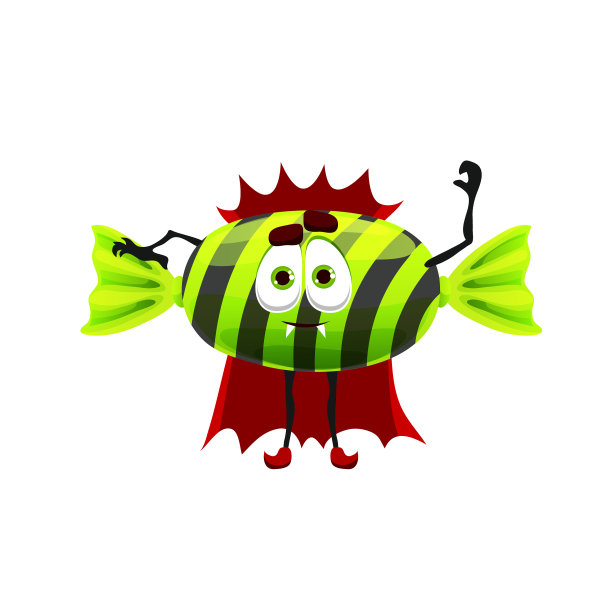 卡通万圣节条纹糖果吸血鬼角色图片下载