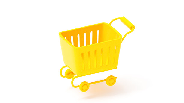 黄色的购物车。图片下载