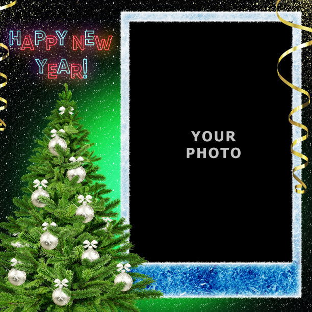 新年好方形相框图片下载