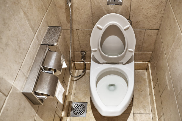 浴室内部装饰中的白色马桶图片下载