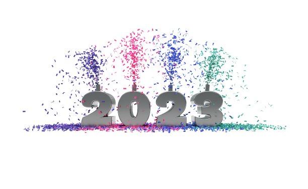 2023庆祝与彩纸- 3D渲染图片下载