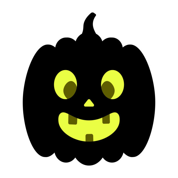 万圣节南瓜剪影：微笑表情和可爱牙齿图片下载