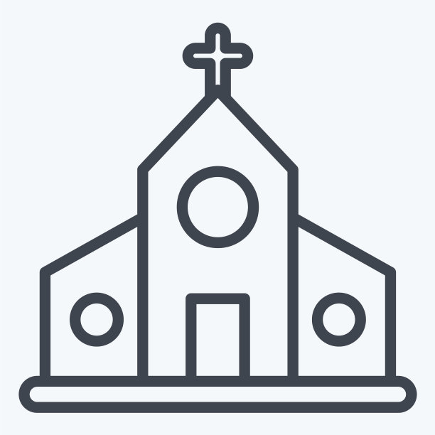 图标教堂适合教育符号线图片下载