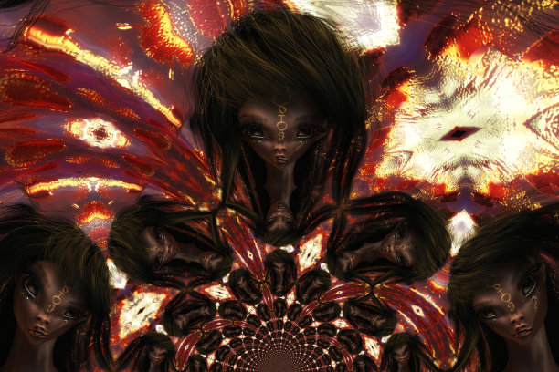 艺术3D插图的女性外星人的脸图片下载