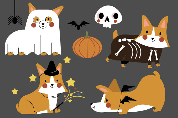 万圣节威尔士矮脚狗图片下载