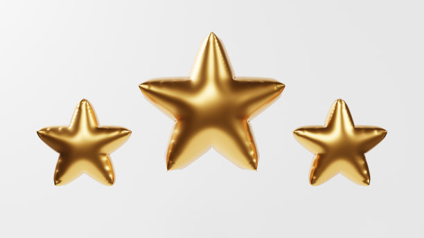 金色星星气球孤立在白色背景，3d渲染图片下载