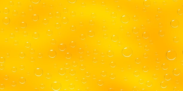 水或啤酒滴在黄色玻璃背景，3D渲染。纯水珠图案，凝结，露珠或雨滴在窗户上。抽象的湿质感，冷果汁或香槟图片下载