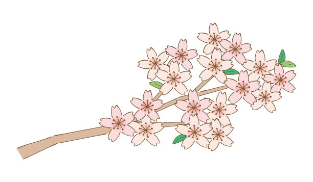 可爱的手绘樱花枝图片下载
