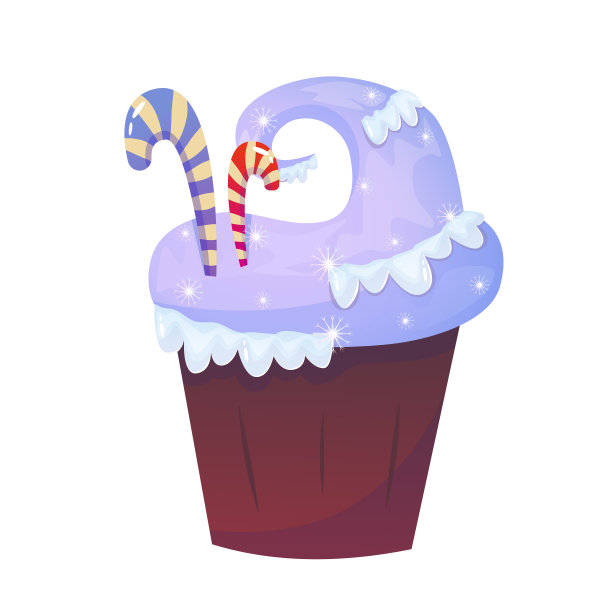圣诞小蛋糕加糖果和雪。孤立的矢量图。节日，生日甜食配饼干。冬天雪甜点。图片下载