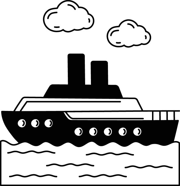 邮轮旅游概念，豪华游艇旅行矢量图标设计，旅游和旅游符号，假日和假期标志，发现和探索股票插图，图片下载