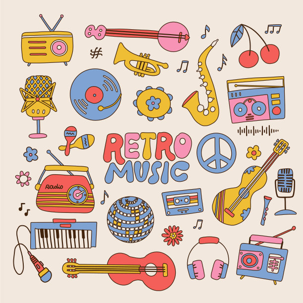 一套复古音乐播放器盒式录音机图片下载