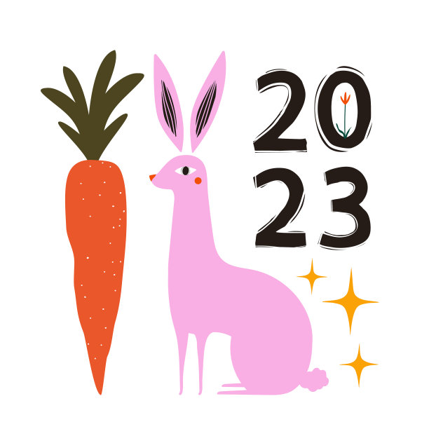 以中国2023年新年为标志的粉兔图片下载
