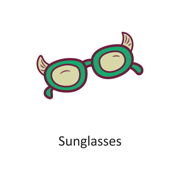 太阳镜矢量填充轮廓图标设计插图。白色背景上的节日符号EPS 10文件图片下载