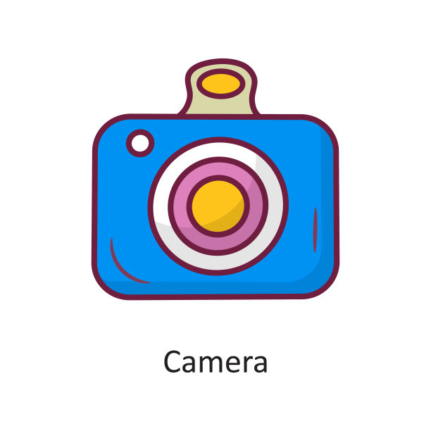相机矢量填充轮廓图标设计插图。白色背景上的节日符号EPS 10文件图片下载