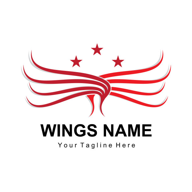 翅膀标志设计，盾牌翅膀矢量，鸟羽毛插图图片下载