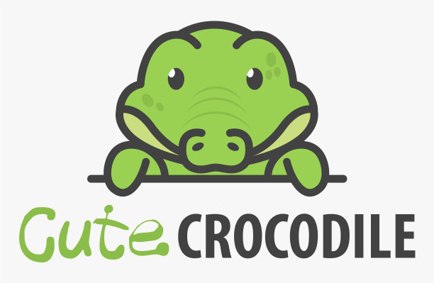 Logo模板与可爱好奇的小鳄鱼图片下载
