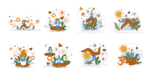 设置图形绘图社交网络瑜伽课图片下载