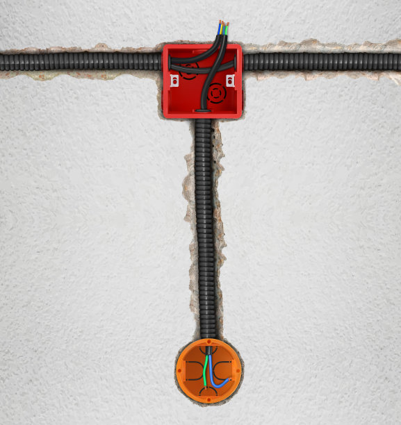 安装盒与电缆和插座盒图片下载