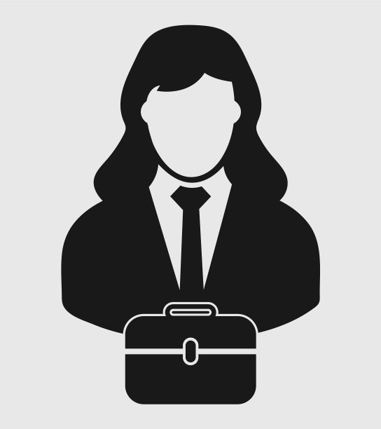 商业女性图标与公文包在手上平坦图片下载