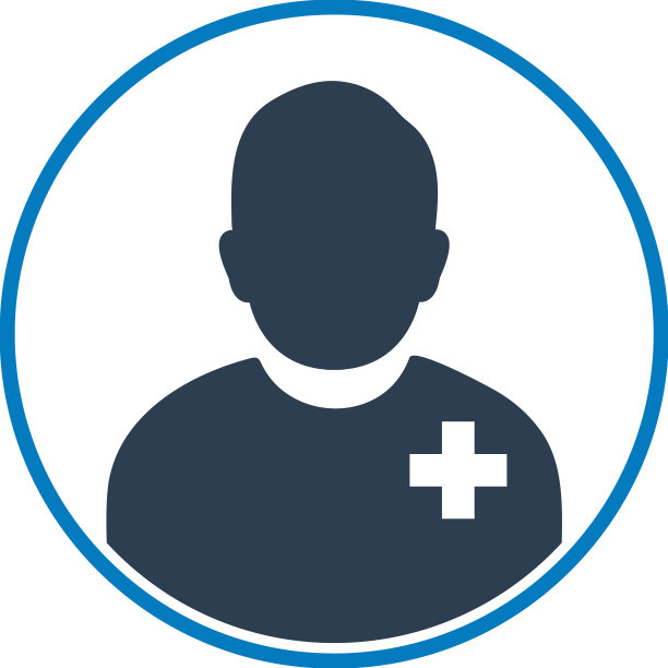 男性患者剖面图标与圆形平坦图片下载