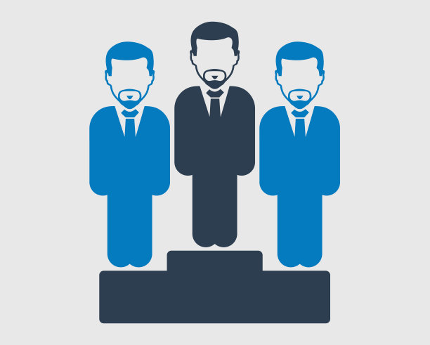 商业领袖图标男性符号在讲台上平坦图片下载