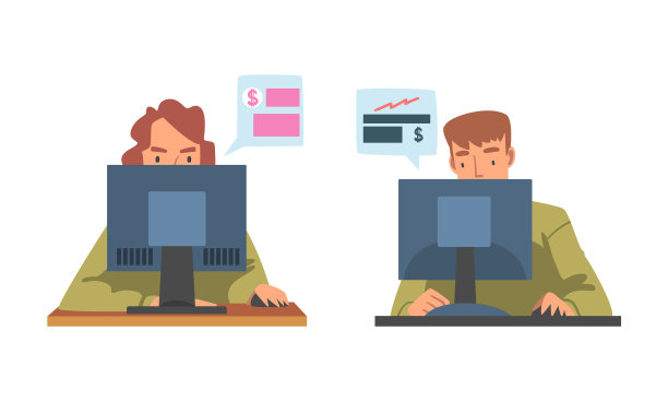 男人和女人分析财务利润增长图片下载