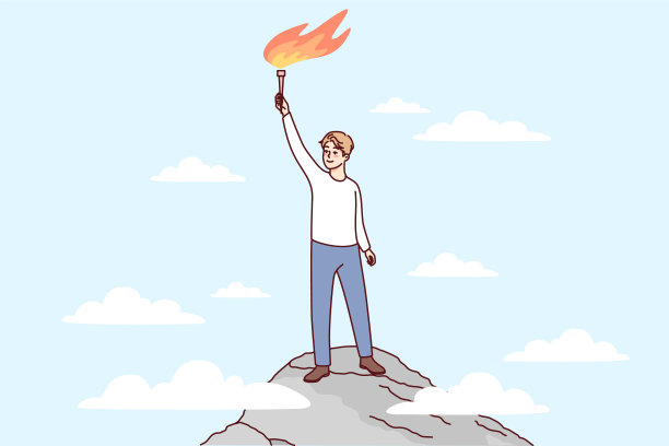 幸福的人站在火的顶端图片下载