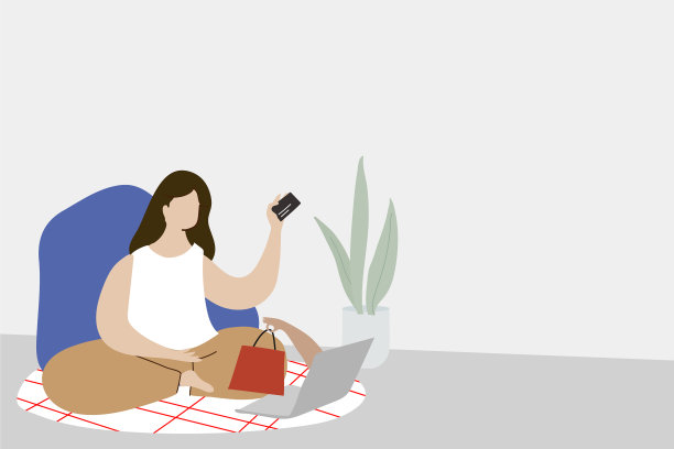 新冠肺炎期间，女性在网上购物图片下载