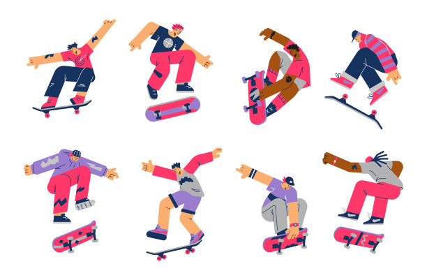 年轻人在平板滑板上跳跃图片下载